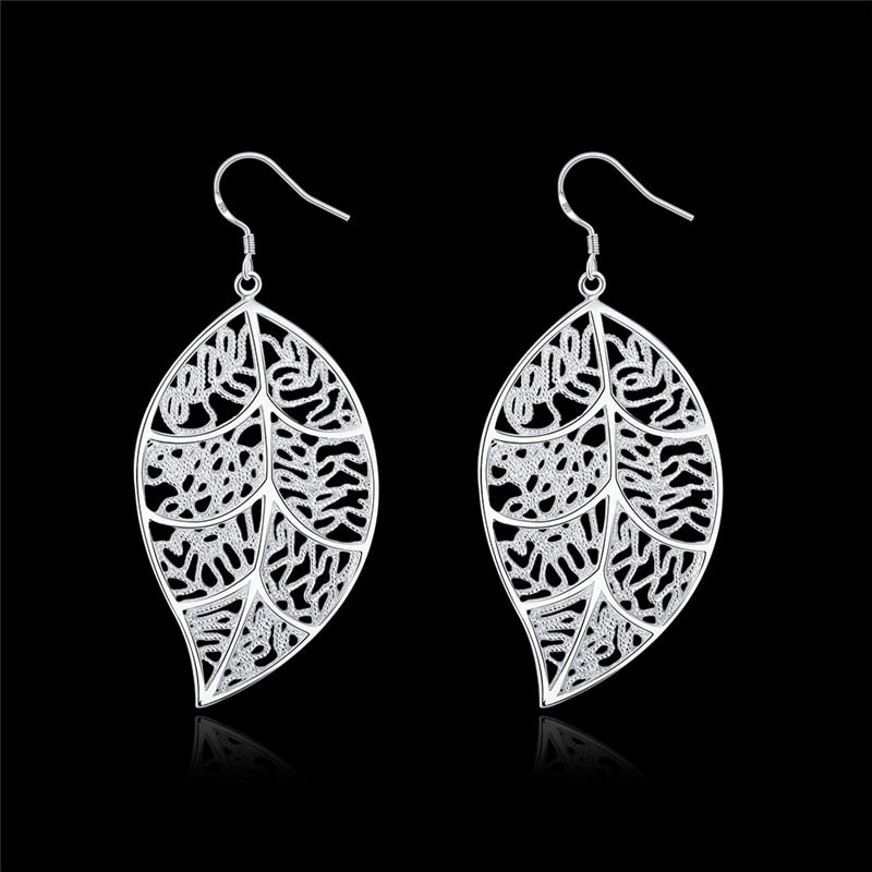 DOTEFFIL New Arrival 925 Sterling Silver Fashion Leaf Earrings For Women Wedding Engagement Jewelry Best Gift Christmas Gift