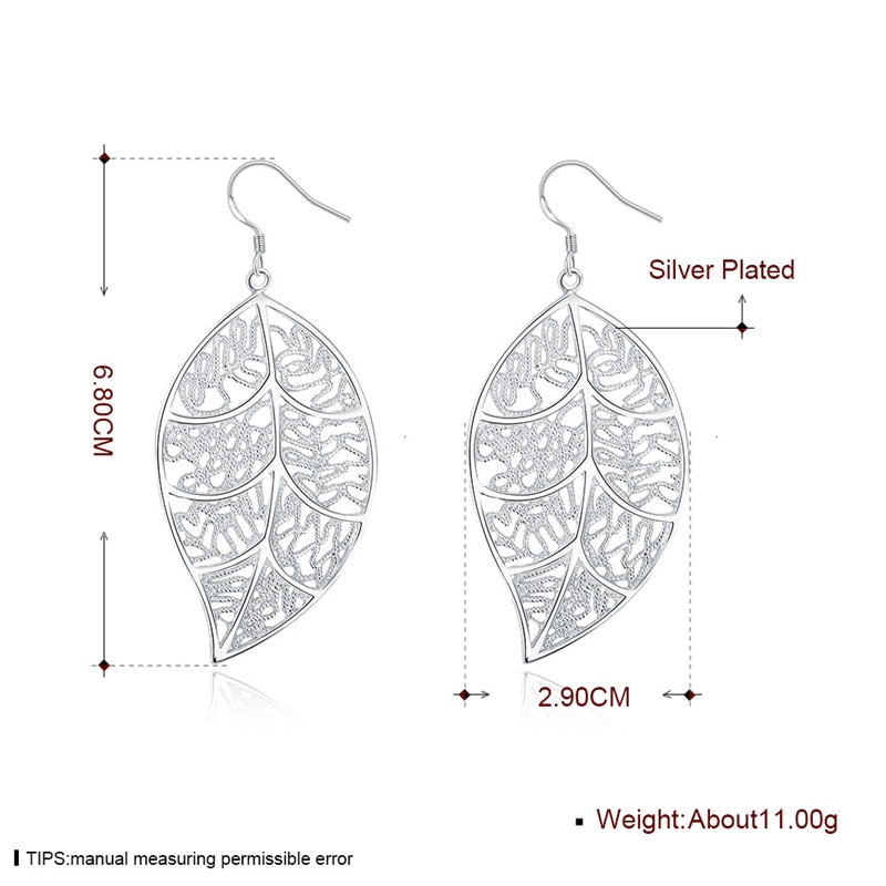 DOTEFFIL New Arrival 925 Sterling Silver Fashion Leaf Earrings For Women Wedding Engagement Jewelry Best Gift Christmas Gift