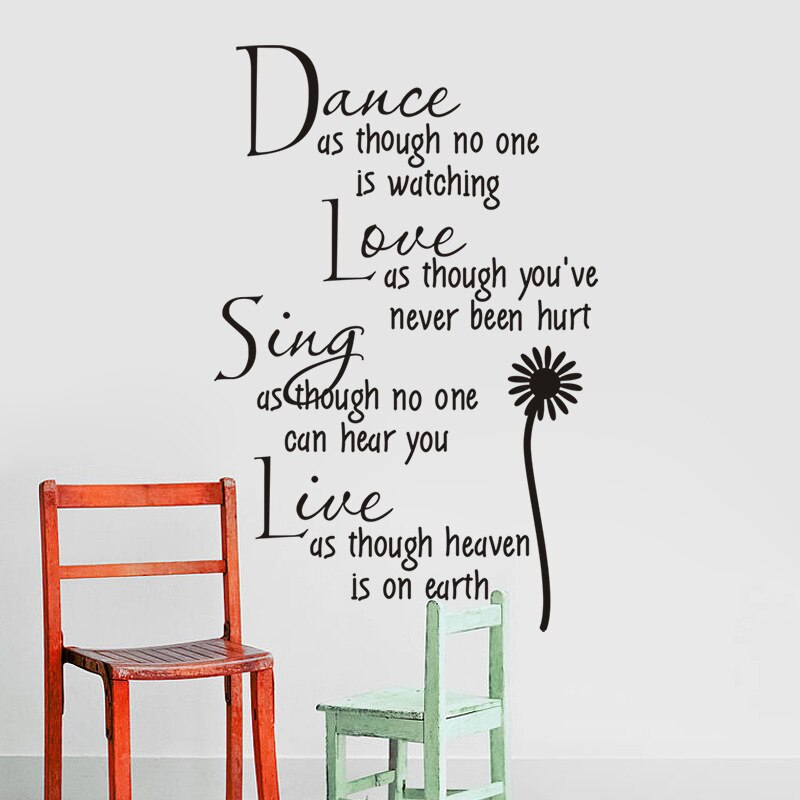Dance as though no one is watching love quote Wall decals zooyoo2008 removable pvc wall stickers home decor bedroom diy wall