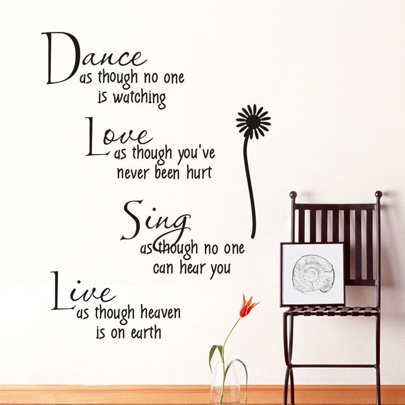 Dance as though no one is watching love quote Wall decals zooyoo2008 removable pvc wall stickers home decor bedroom diy wall