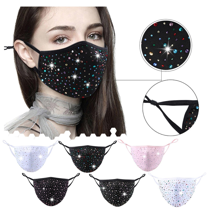 Diamond Crystal Color Cutton Mask For Face With Adult Women Halloween Cosplay Protection Breathable Fashion Reusable Mask