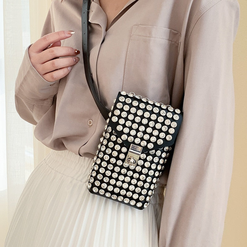 Diamonds Mini Bags For Women 2021 Fashion Mobile Phone Bag Korean Messenger Crossbody Bag Coin Purse Ladies Vertical Wallet