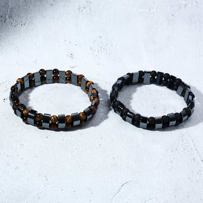 Double Hematite Tiger's Eye Bracelets Men Tiger Eye & Hematite Charm Bracelets for Women Natural Energy Stone Bracelet Jewelry