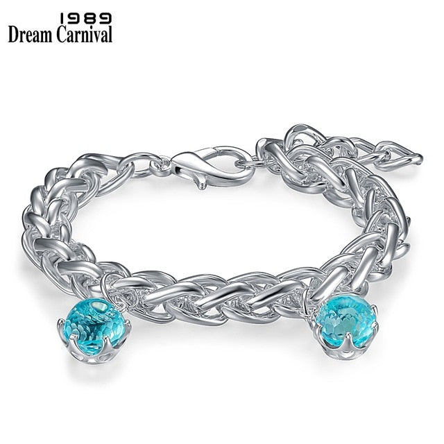 DreamCarnival1989 New Arrive Bracelet for Women Hot Selling Special Cut CZ Sky Blue Color Stone Elegant Jewelry Wholesale WB1238
