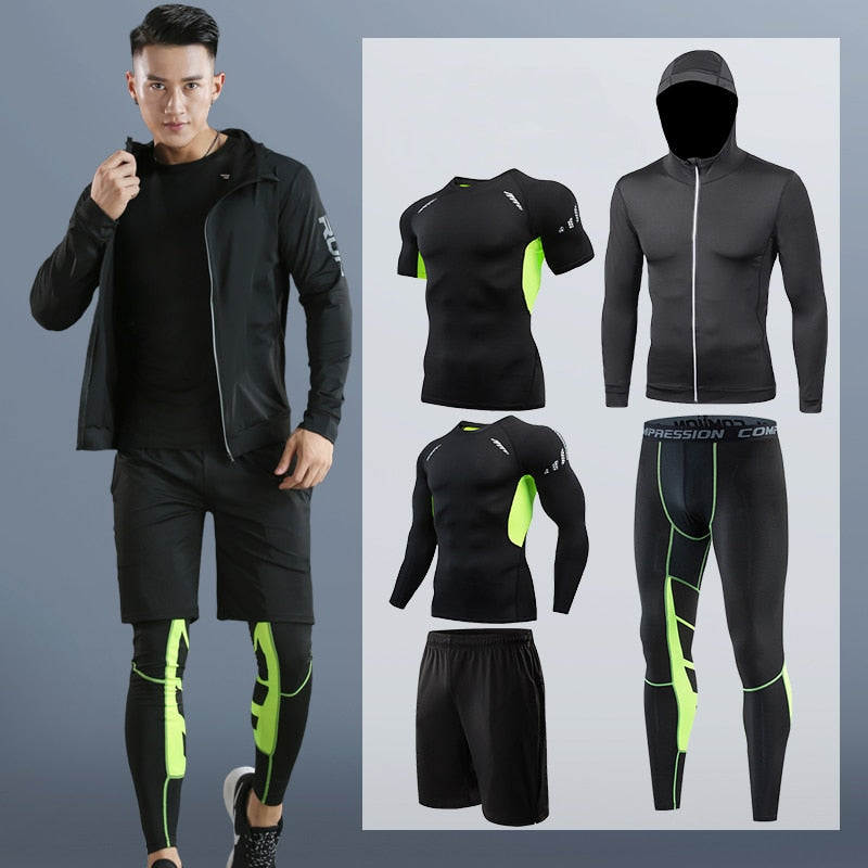 Dry Fit Men's Training Sportswear Set Gym Fitness Compression Sport Suit Jogging Tight Sports Wear Clothes 4XL5XL Oversized Male