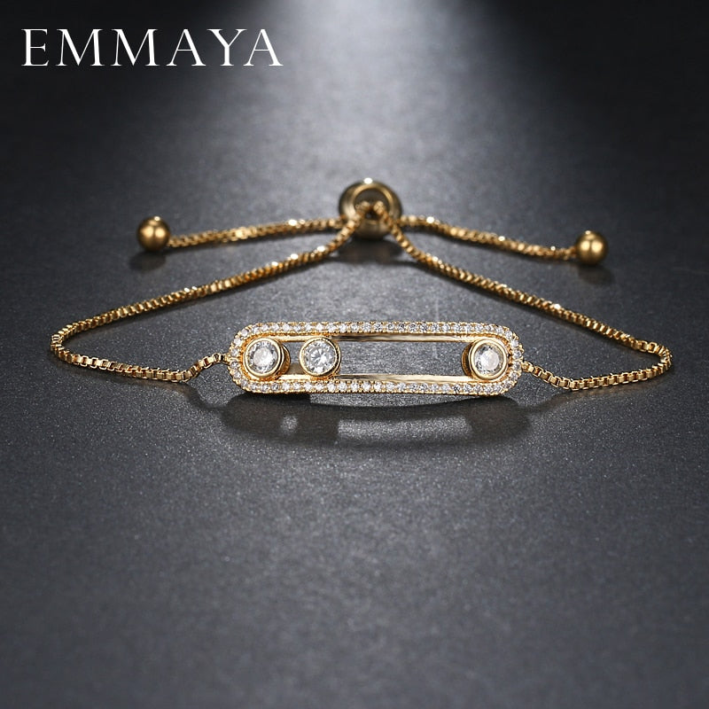 EMMAYA CZ Jewelry Paperclip Shape AAA Cubic Zirconia Bridal Wedding Bracelets Gift For Bridesmaid