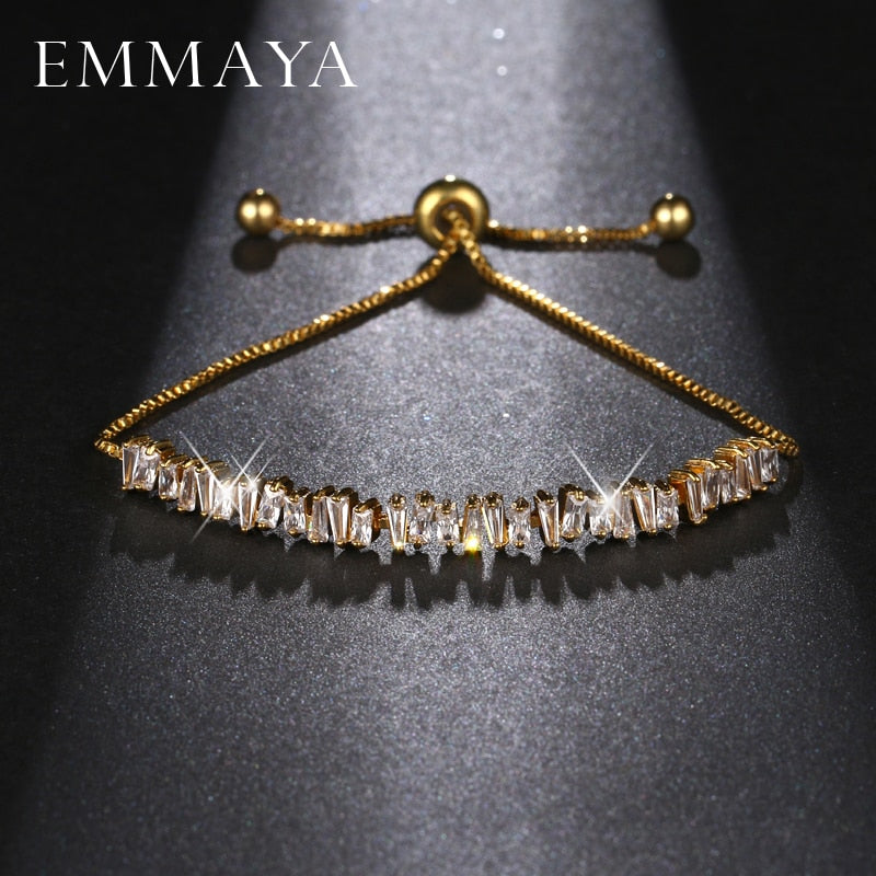 EMMAYA Fashion New Gold Color Chain Link Bracelets & Bangles For Women AAA Cubic Zirconia Crystal Wedding Jewelry Brithday Gifts