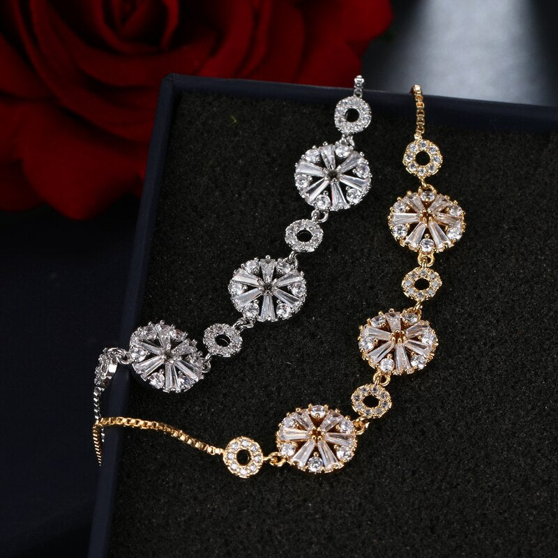 EMMAYA Gold Color Flower Trendy Bracelet AAA Zircon Stone Bracelet Fashion Jewelry for Women