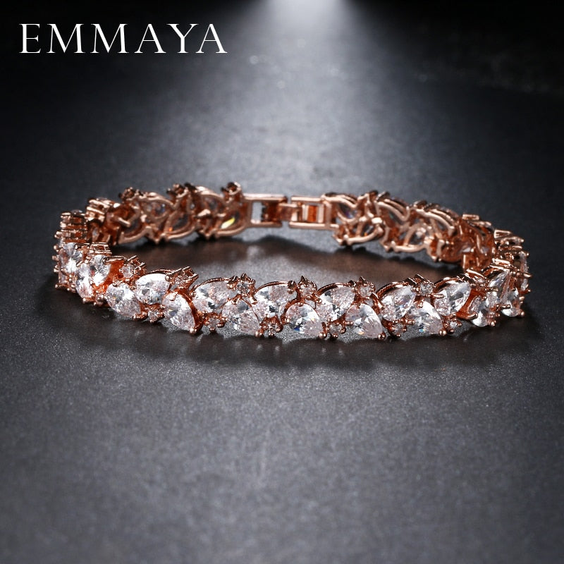 EMMAYA New Trendy 2017 Unique Jewelry Rose Gold Color Charm AAA+ CZ Crystal Female Bracelets Bangles For Women