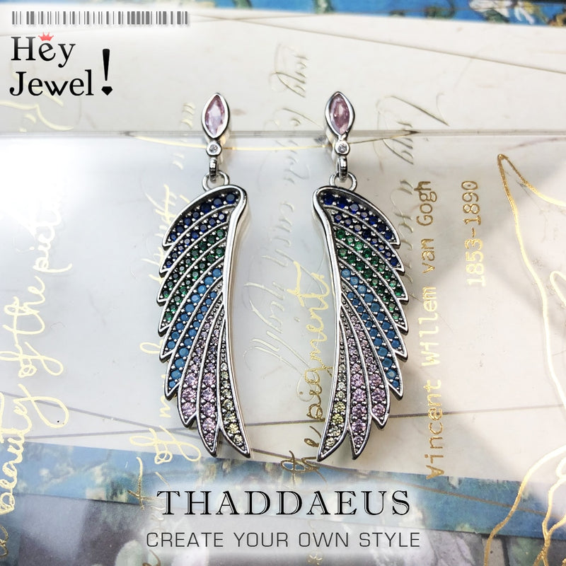 Earrings Bright Hummingbird Wing New Rainbow Bohemia Gift For Women High Quality 925 Sterling Silver Multi-coloured Fine Jewelry