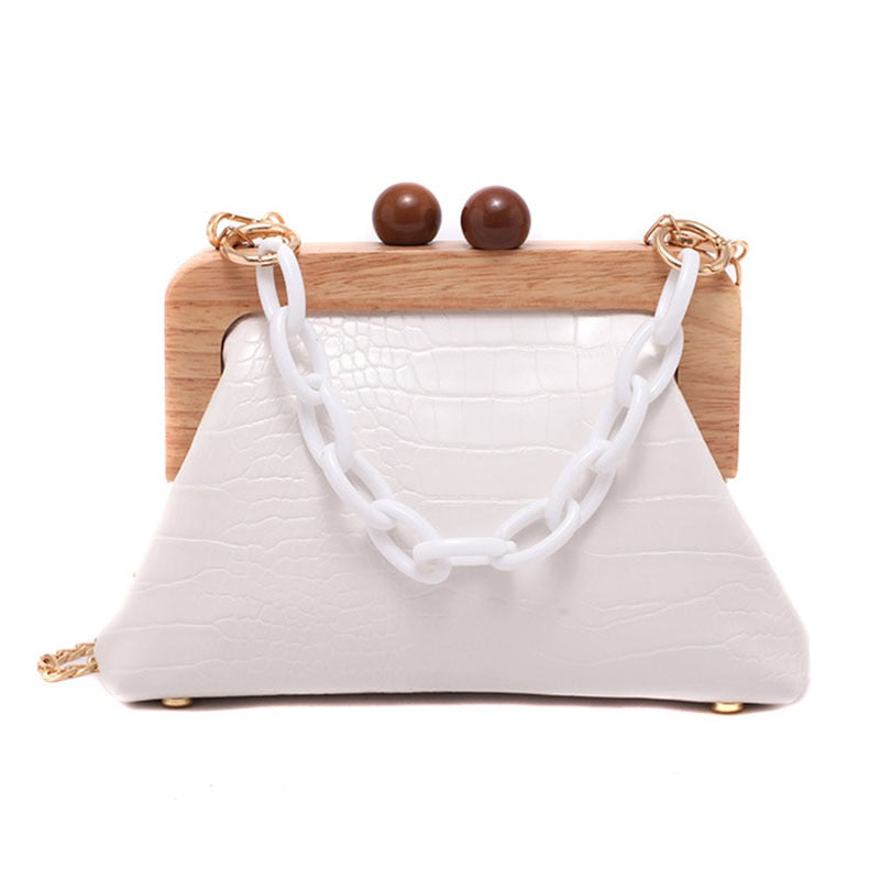 Elegant Acrylic Chain Design Pu Leather Crossbody Bags For Women 2020 Wild Solid Color Small Shoulder Bags Female Handbags