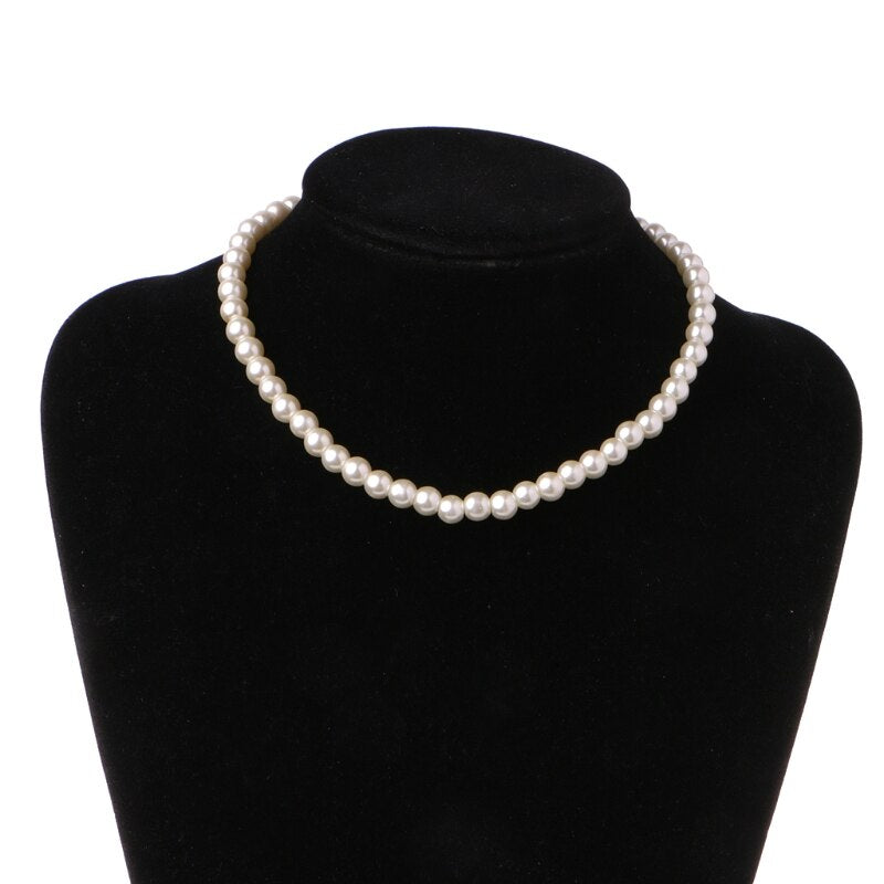 Elegant Ivory White Glass Imitation Freshwater Pearl Necklaces For Women Jewerly