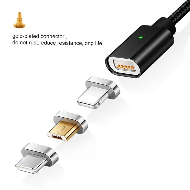 Elough E04 Magnetic Charging USB Cable For iPhone XR Micro USB Cable Type C Cable Magnetic Charge Cable Fast Charging Data wire