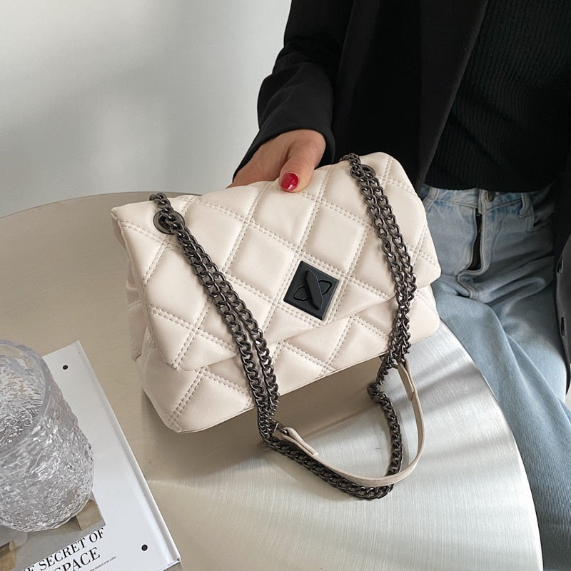 Embroidery Thread Small PU Leather Crossbody Bags For Women 2021 hit Women's Luxury Branded Trending Chain Shoulder Handbags