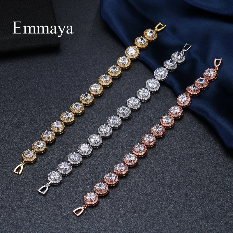Emmaya Brand Charm Classic AAA Cubic Zircon Three Colors Roundel Bracelets For Woman Elegance Wedding Party Birthday Gift
