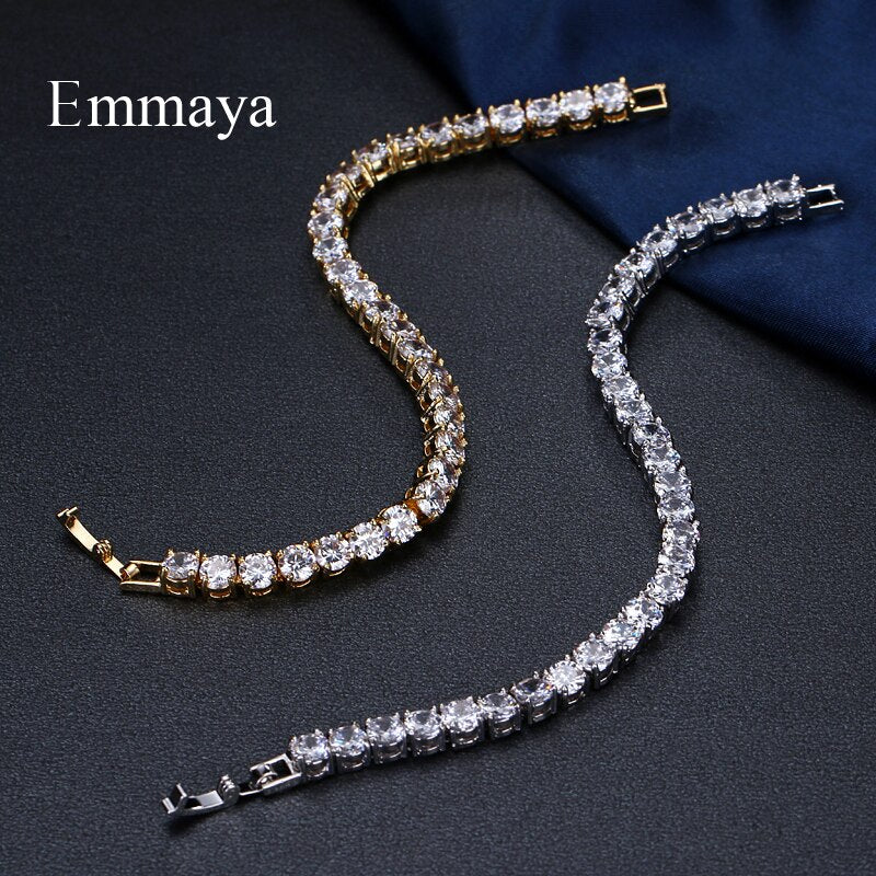 Emmaya Brand Luxury Classic AAA Cubic Zircon Two Colors Round Fashion Bracelets For Woman Popular Wedding Party Birthday Gift