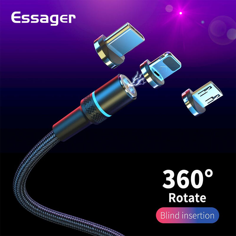 Essager Magnetic USB Cable Fast Charging Type C USB Cable For iPhone Xiaomi Mobile Phone Magnet Micro USB Type C Charge Cable