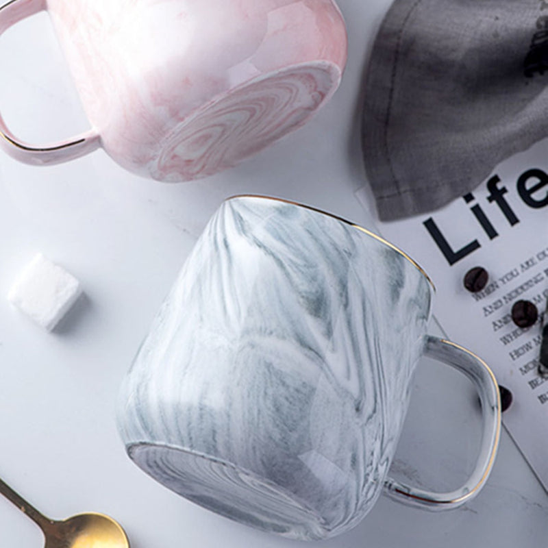 Europe Milk Coffee Mugs Marble Gold Inlay Mug Breakfast Mug Office Home Drinkware Tea Cup 400ml for Lover's Gifts Dropshipping