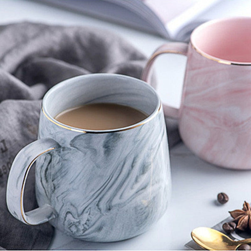 Europe Milk Coffee Mugs Marble Gold Inlay Mug Breakfast Mug Office Home Drinkware Tea Cup 400ml for Lover's Gifts Dropshipping