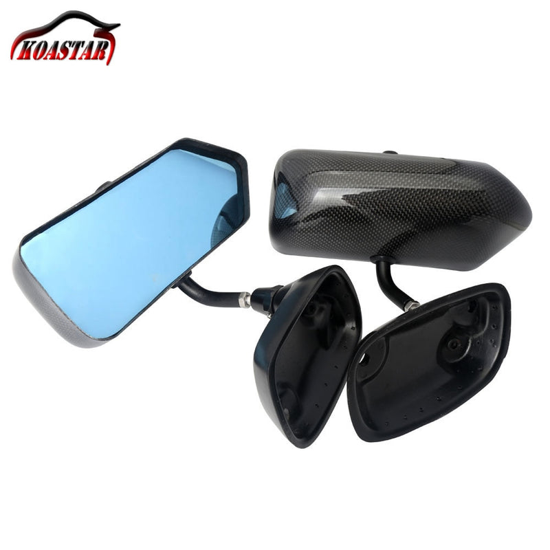 Universal F1 Style Carbon Fiber Blue Mirror Metal Bracket Side Mirror Racing Drift Car Side Rearview Mirror