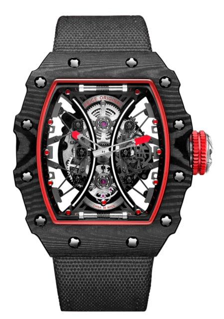 FEICE Men Skeleton Automatic Mechanical Watch Barrel Type Double-Sided Sport Luxury Watch Waterproof Fashion Watch FM602