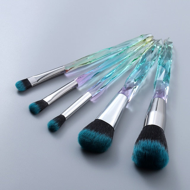 FLD 10pcs Crystal Makeup Brushes Powder Foundation Eyeshadow Eyebrow Cosmetics for Face Fan Make Up Brush Set Brochas Maquillaje