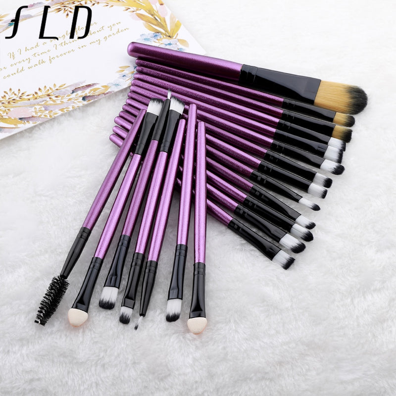FLD 20 Pieces Makeup Brushes Set Eye Shadow Foundation Powder Eyeliner Eyelash Lip Make Up Brush Cosmetic Beauty Tool Kit