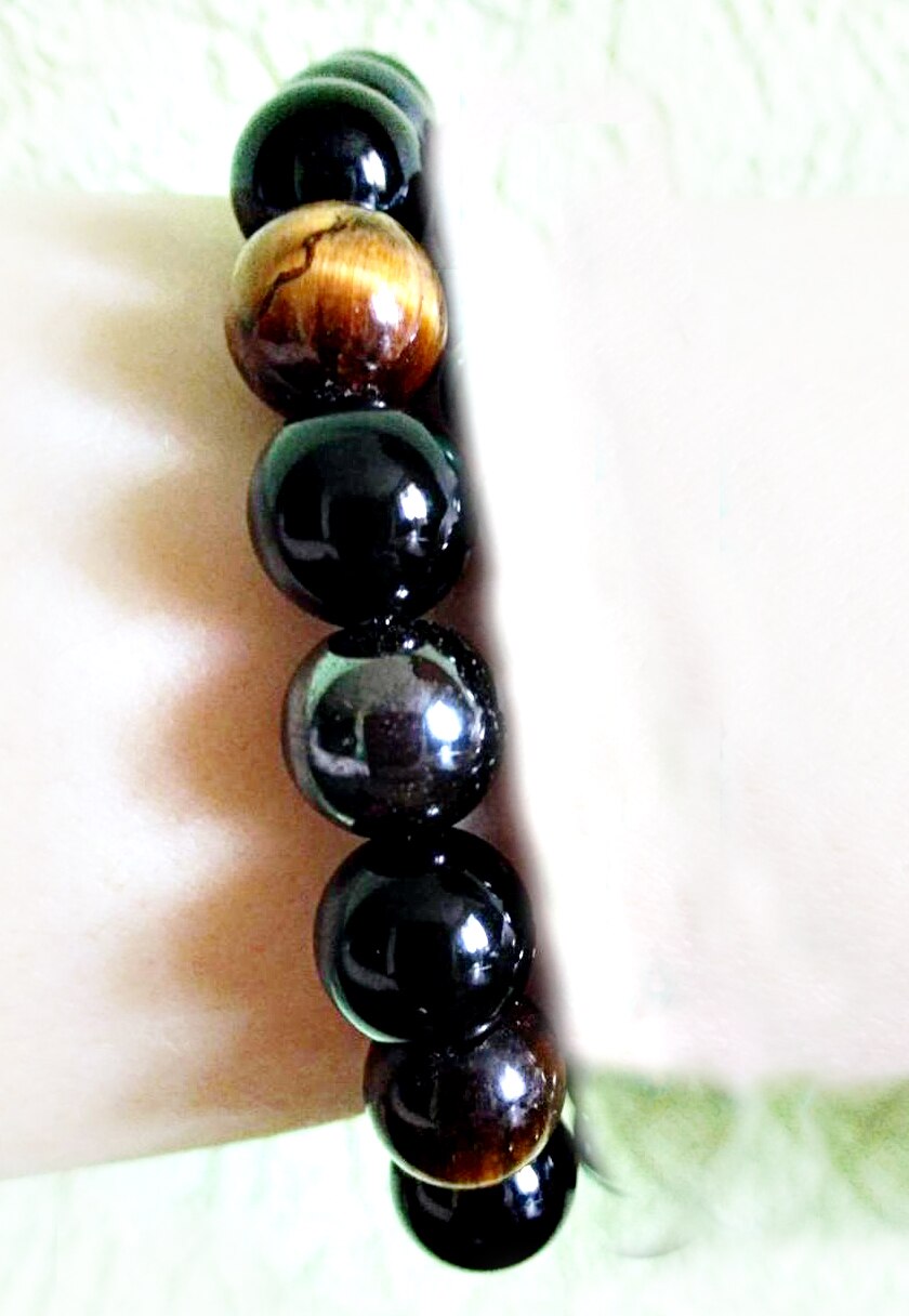 FLTMRH    Tiger Eye & Hematite & Black Obsidian 6mm Stone Bracelet Jewelry for women Gift Men Bracelet