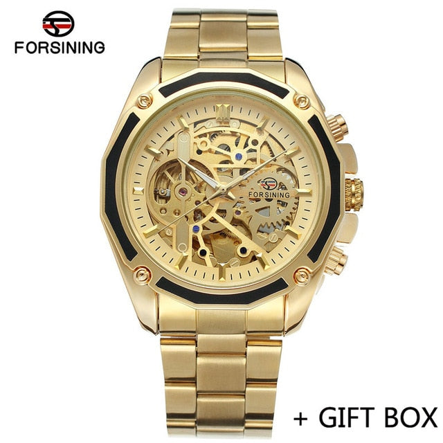 FORSINING Automatic Mechanical Men Wristwatch Military Army Sport Male Clock Top Brand Luxury Skeleton Fashion Man Watch 8130