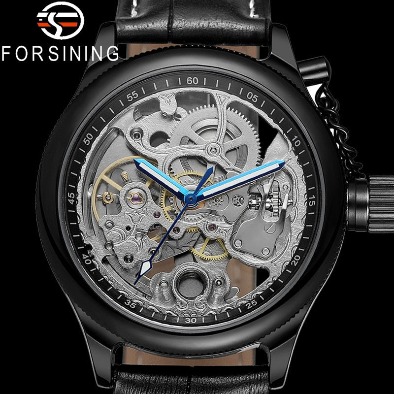 FORSINING Automatic Mechanical Men Wristwatch Military Army Sport Male Clock Top Brand Luxury Skeleton Waterproof Man Watch 8155
