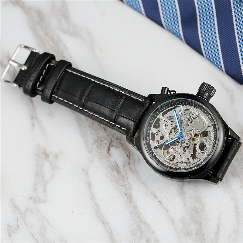 FORSINING Automatic Mechanical Men Wristwatch Military Army Sport Male Clock Top Brand Luxury Skeleton Waterproof Man Watch 8155
