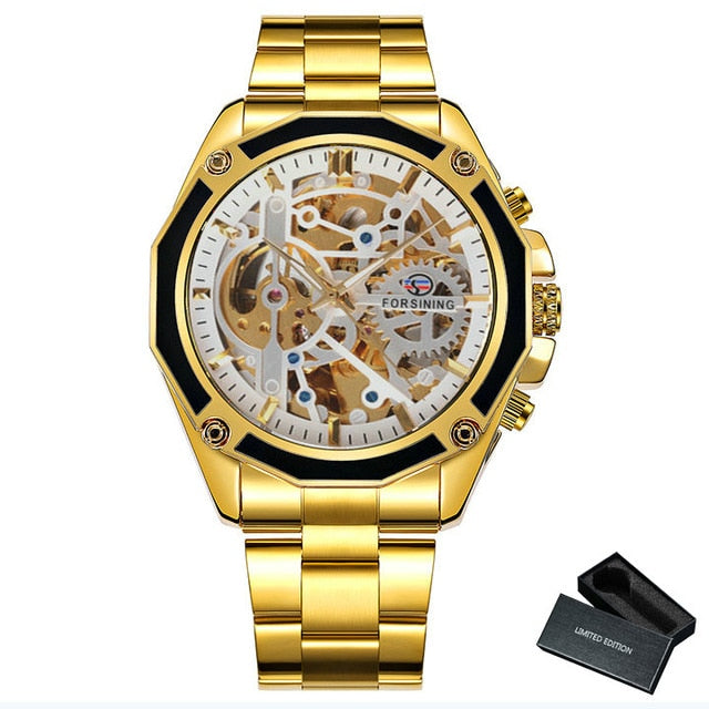 FORSINING Gold Watch Men Luxury Mechanical Watches Mens Skeleton Wristwatch Dropshipping 2020 Best Selling Products часы мужские
