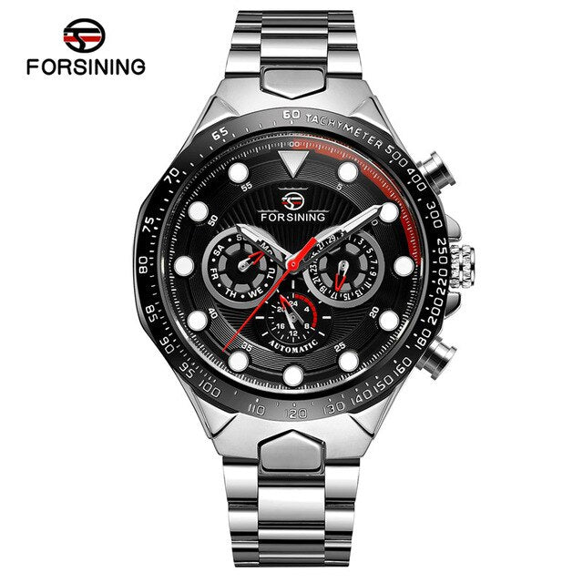 FORSINING Stainless Steel Men Wristwatch Automatic Mechanical Military Sport Male Clock Top Brand Luxury Classic Man Watch 6911