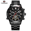 FORSINING Tourbillon Automatic Mechanical Men Wristwatch Military Sport Male Clock Top Brand Luxury Black Classic Man Watch 589