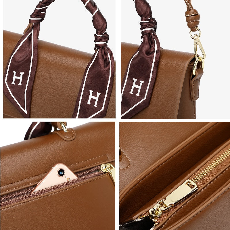 Famous Designer Brand Female Bag Classic Fashion Luxury Female Handbag Retro Messenger Bag Brown Black Handbag A Bag With Ribbon