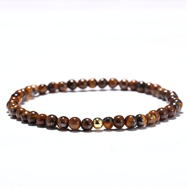 Fashion 3 Pcs/Set 6mm Small Natural Stone Beads Bracelet Simple Tiger Eyes Obsidian Braclet For Men Hand Yoga Jewelry Homme Gift