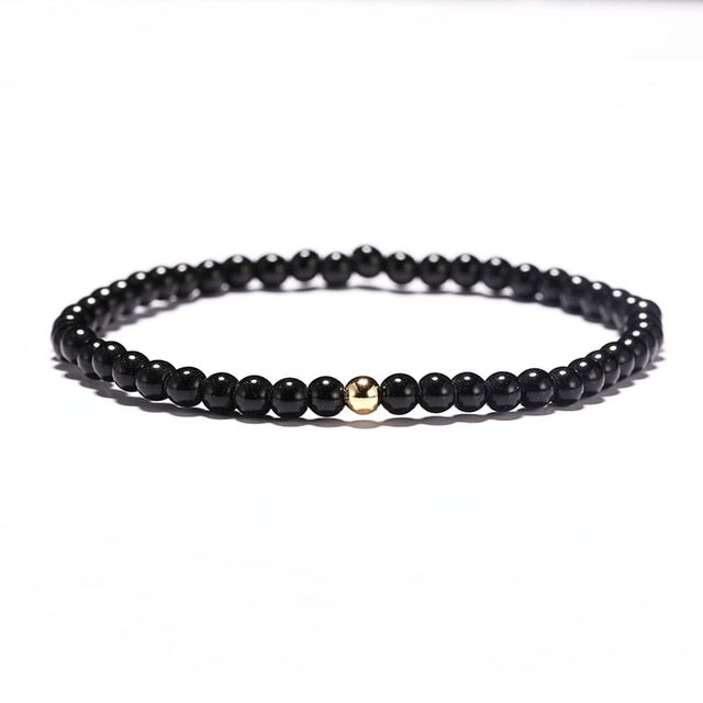 Fashion 3 Pcs/Set 6mm Small Natural Stone Beads Bracelet Simple Tiger Eyes Obsidian Braclet For Men Hand Yoga Jewelry Homme Gift