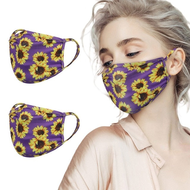 Fashion Casual Sunflower Printed Outdoors Washable Mask For Face With Adult Women Protection Breathable Halloween Cosplay