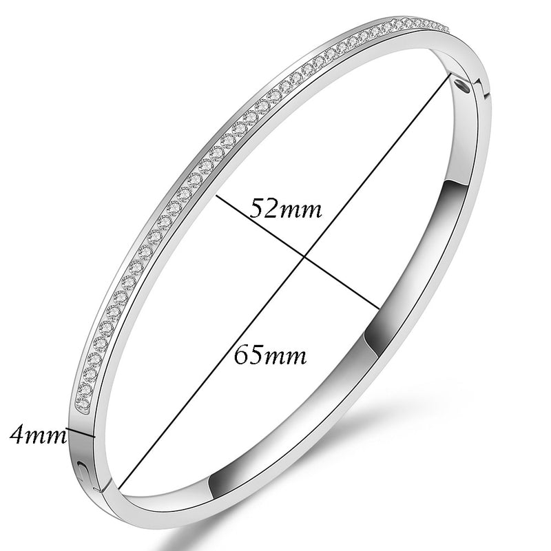 Fashion Jewelry Bangle Bracelets With Two Line Crystal Rhinestone Pave Stainless Steel Opening Bangle For Women Accessories