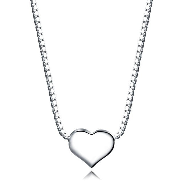 Fashion Ladies 925 Sterling Silver Sweet Love Necklace Smooth Shiny Star Pendant Clavicle Chain Anniversary Charm Jewelry Gift