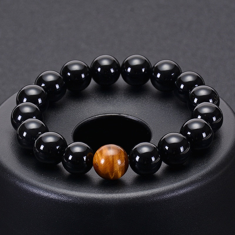 Fashion Obsidian Tiger Eye Stone Bracelets for Men New Natural Stone Beads Man Bracelet Men Charm Yoga Jewelry Gift 2020 Pulsera