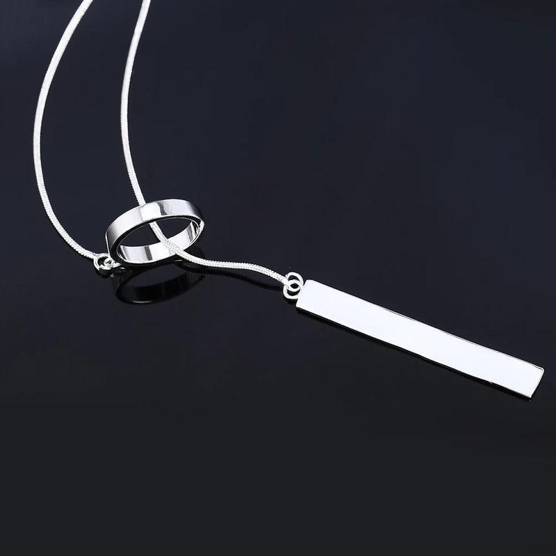 Fashion Simple 925 Sterling Silver Necklace Tassel Dress Woman Jewelry Gift