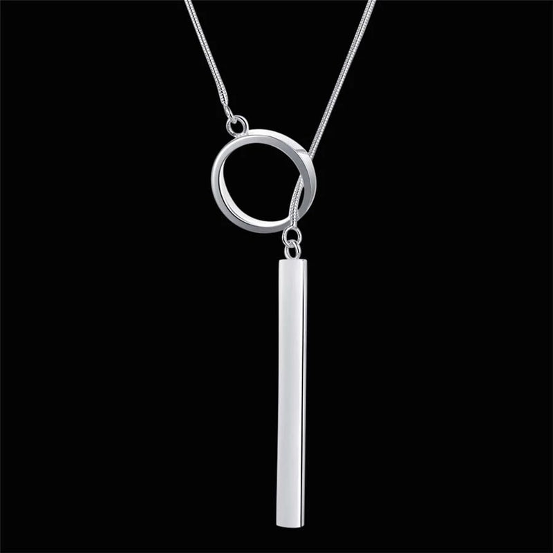 Fashion Simple 925 Sterling Silver Necklace Tassel Dress Woman Jewelry Gift