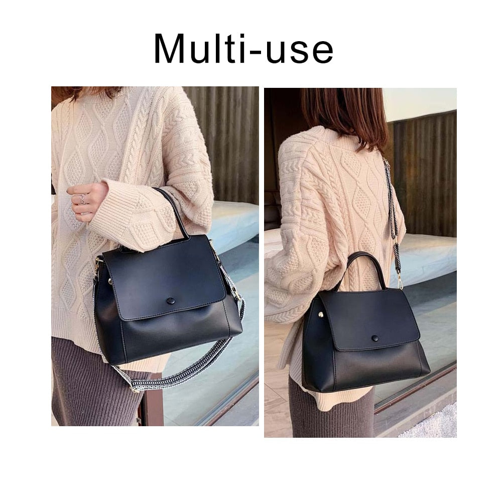 Fashion Simply PU Leather Crossbody Bags For Women 2020 Solid Color Shoulder Messenger Bag Lady Chain Travel Small Handbags