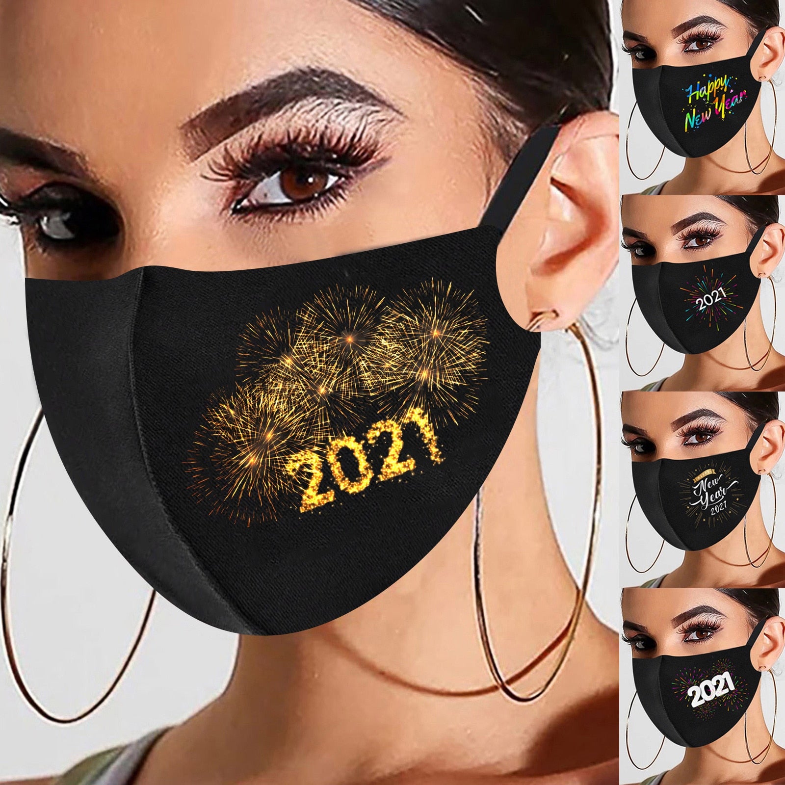 Fashion Washable Reusable Pollution Cover Face Masks For Face With Adult Halloween Cosplay 2021 Happy New Years Cutton Mask
