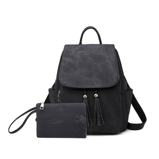 Fashion Woman Backpacks Lady's Leather Backpacks Female school backpack women Shoulder bags for teenage girls Travel Back Tassel