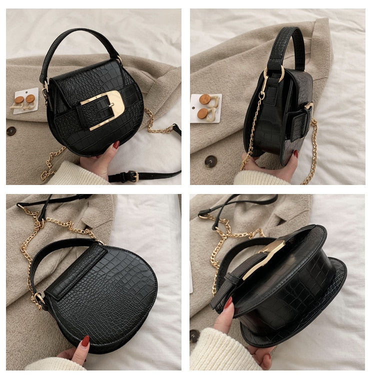 Fashionable Purses and Handbags Luxury Designer High Quality Chain Leather Shoulder Bag Brand Circular Crossbody Bags for Women