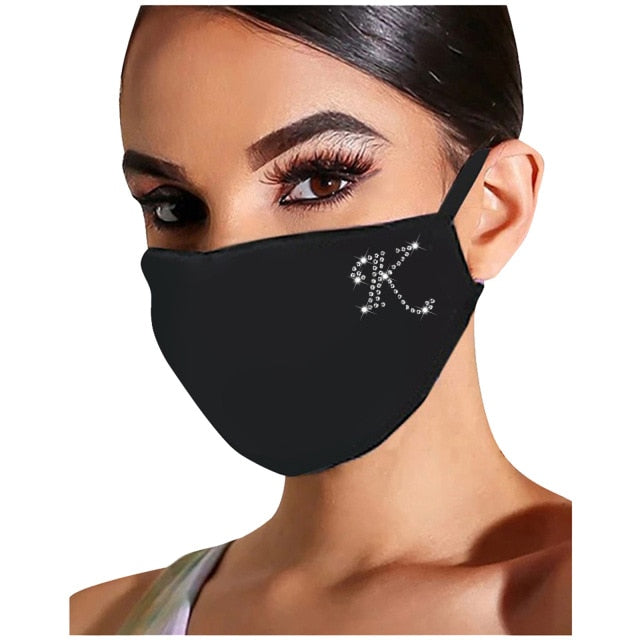 Fast Delivery Within 24 Hours Máscara Letter E-lement Rhinestone Pattern Mask D-ustproof Cotton Mask Bandage Mascarilla