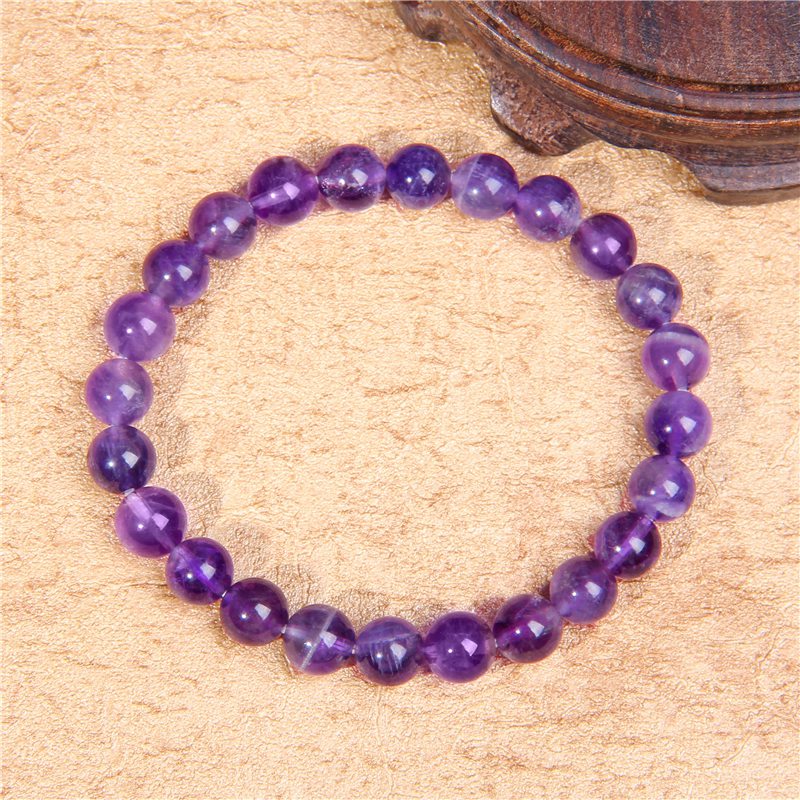 Female Natural Amethysts stone beads bracelet for women men simple purple quartz crystal bracelets jewelry for ladies wholesale