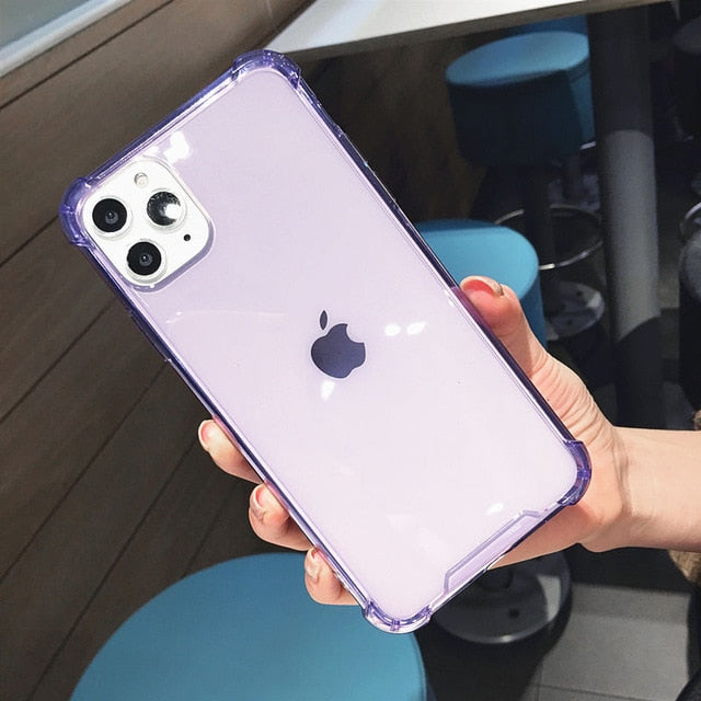 For iPhone 11 Pro X XR XS Max 6S 7 8 Plus Phone Case Candy Color Shockproof Bumper Transparent Soft TPU For iPhone 11 SE 2020 12